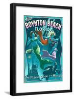 Boynton Beach, Florida - Live Mermaids-Lantern Press-Framed Art Print