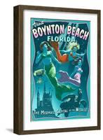 Boynton Beach, Florida - Live Mermaids-Lantern Press-Framed Art Print