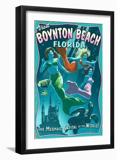 Boynton Beach, Florida - Live Mermaids-Lantern Press-Framed Art Print
