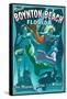 Boynton Beach, Florida - Live Mermaids-Lantern Press-Framed Stretched Canvas