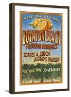 Boynton Beach, Florida - Orange Grove Vintage Sign-Lantern Press-Framed Art Print