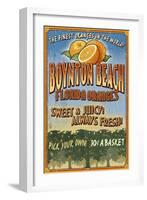 Boynton Beach, Florida - Orange Grove Vintage Sign-Lantern Press-Framed Art Print