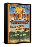 Boynton Beach, Florida - Orange Grove Vintage Sign-Lantern Press-Framed Stretched Canvas