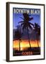 Boynton Beach, Florida - Palms and Sunset-Lantern Press-Framed Art Print