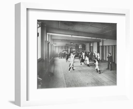 Boys and Girls Playing Netball, Cable Street School, Stepney, London, 1908-null-Framed Photographic Print