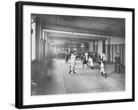 Boys and Girls Playing Netball, Cable Street School, Stepney, London, 1908-null-Framed Photographic Print