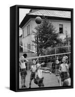 Boys and Girls Playing Volleyball-Lisa Larsen-Framed Stretched Canvas