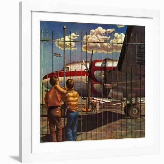 "Boys at Airport," March 30, 1946-John Atherton-Framed Giclee Print