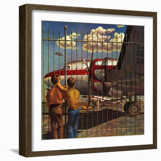 "Boys at Airport," March 30, 1946-John Atherton-Framed Premium Giclee Print