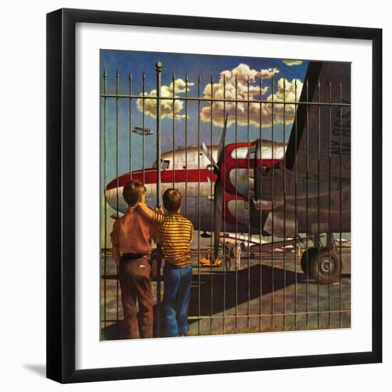 "Boys at Airport," March 30, 1946-John Atherton-Framed Premium Giclee Print