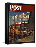 "Boys at Airport," Saturday Evening Post Cover, March 30, 1946-John Atherton-Framed Stretched Canvas