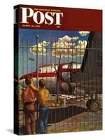"Boys at Airport," Saturday Evening Post Cover, March 30, 1946-John Atherton-Stretched Canvas