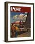 "Boys at Airport," Saturday Evening Post Cover, March 30, 1946-John Atherton-Framed Premium Giclee Print