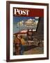 "Boys at Airport," Saturday Evening Post Cover, March 30, 1946-John Atherton-Framed Giclee Print