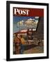 "Boys at Airport," Saturday Evening Post Cover, March 30, 1946-John Atherton-Framed Giclee Print