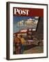 "Boys at Airport," Saturday Evening Post Cover, March 30, 1946-John Atherton-Framed Giclee Print