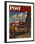 "Boys at Airport," Saturday Evening Post Cover, March 30, 1946-John Atherton-Framed Giclee Print