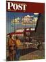 "Boys at Airport," Saturday Evening Post Cover, March 30, 1946-John Atherton-Mounted Giclee Print