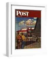 "Boys at Airport," Saturday Evening Post Cover, March 30, 1946-John Atherton-Framed Giclee Print