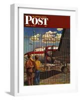 "Boys at Airport," Saturday Evening Post Cover, March 30, 1946-John Atherton-Framed Giclee Print