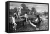 Boys Bathing in the River Thames-HR Robertson-Framed Stretched Canvas