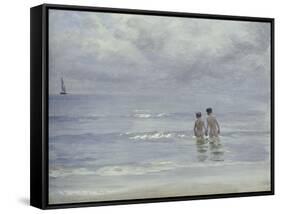 Boys Bathing on Boys Bathing on the Beach at Skagen-Peder Severin Kröyer-Framed Stretched Canvas