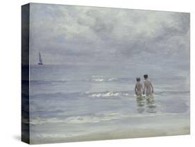 Boys Bathing on Boys Bathing on the Beach at Skagen-Peder Severin Kröyer-Stretched Canvas