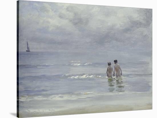 Boys Bathing on Boys Bathing on the Beach at Skagen-Peder Severin Kröyer-Stretched Canvas