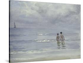 Boys Bathing on Boys Bathing on the Beach at Skagen-Peder Severin Kröyer-Stretched Canvas