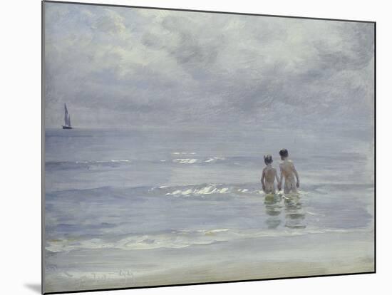 Boys Bathing on Boys Bathing on the Beach at Skagen-Peder Severin Kröyer-Mounted Giclee Print