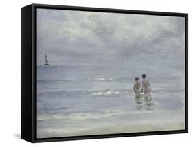 Boys Bathing on Boys Bathing on the Beach at Skagen-Peder Severin Kröyer-Framed Stretched Canvas