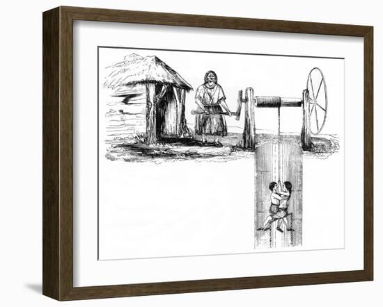 Boys Being Winched Up a Mine Shaft at Halifax, Yorkshire-Peter Higginbotham-Framed Art Print