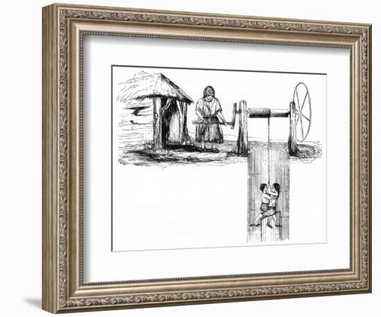 Boys Being Winched Up a Mine Shaft at Halifax, Yorkshire-Peter Higginbotham-Framed Art Print