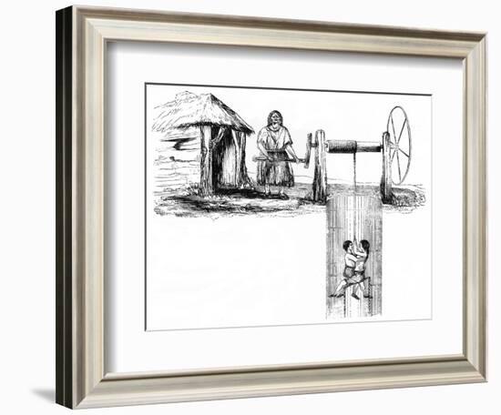 Boys Being Winched Up a Mine Shaft at Halifax, Yorkshire-Peter Higginbotham-Framed Art Print