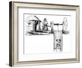 Boys Being Winched Up a Mine Shaft at Halifax, Yorkshire-Peter Higginbotham-Framed Art Print