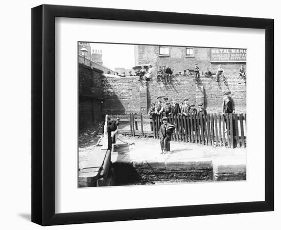 Boys by a Lock on the Grand Union Canal, London, C1905-null-Framed Photographic Print