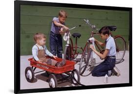 Boys Cleaning their Bikes-William P. Gottlieb-Framed Photographic Print