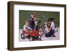 Boys Cleaning their Bikes-William P. Gottlieb-Framed Photographic Print