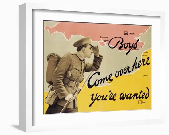 Boys Come over Here You're Wanted Recruitment Poster-null-Framed Giclee Print