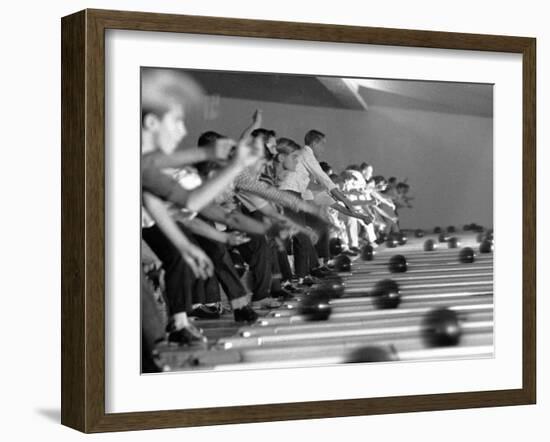 Boys Competing in Junior League Bowling Game-Ralph Crane-Framed Photographic Print