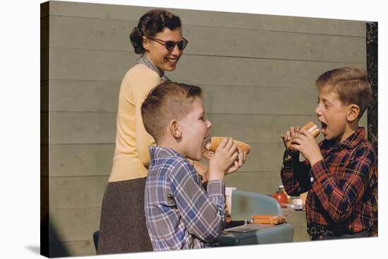 Boys Eating Hot Dogs-William P. Gottlieb-Stretched Canvas