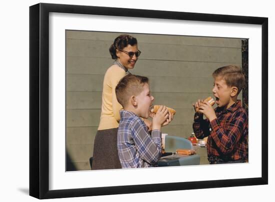 Boys Eating Hot Dogs-William P. Gottlieb-Framed Photographic Print