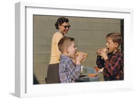 Boys Eating Hot Dogs-William P. Gottlieb-Framed Photographic Print