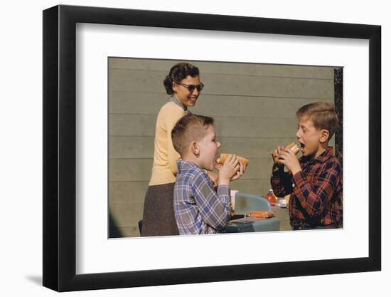 Boys Eating Hot Dogs-William P. Gottlieb-Framed Photographic Print