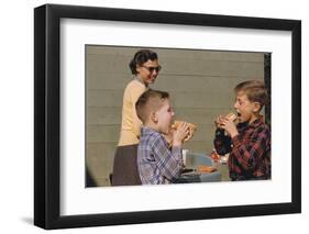 Boys Eating Hot Dogs-William P. Gottlieb-Framed Photographic Print