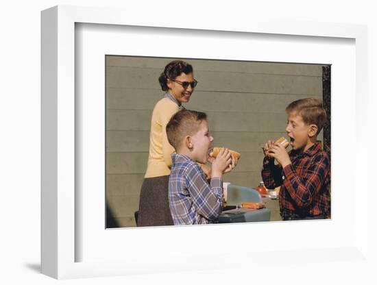 Boys Eating Hot Dogs-William P. Gottlieb-Framed Photographic Print