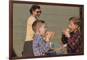 Boys Eating Hot Dogs-William P. Gottlieb-Framed Photographic Print