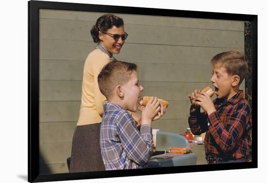 Boys Eating Hot Dogs-William P. Gottlieb-Framed Photographic Print