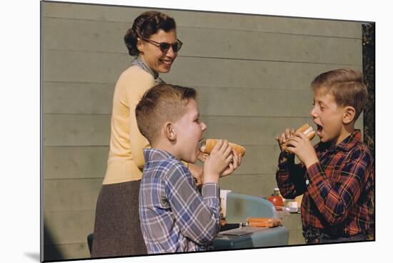 Boys Eating Hot Dogs-William P. Gottlieb-Mounted Photographic Print