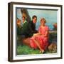 "Boys Eavesdropping on Courting Couple,"August 1, 1930-Frank Bensing-Framed Giclee Print